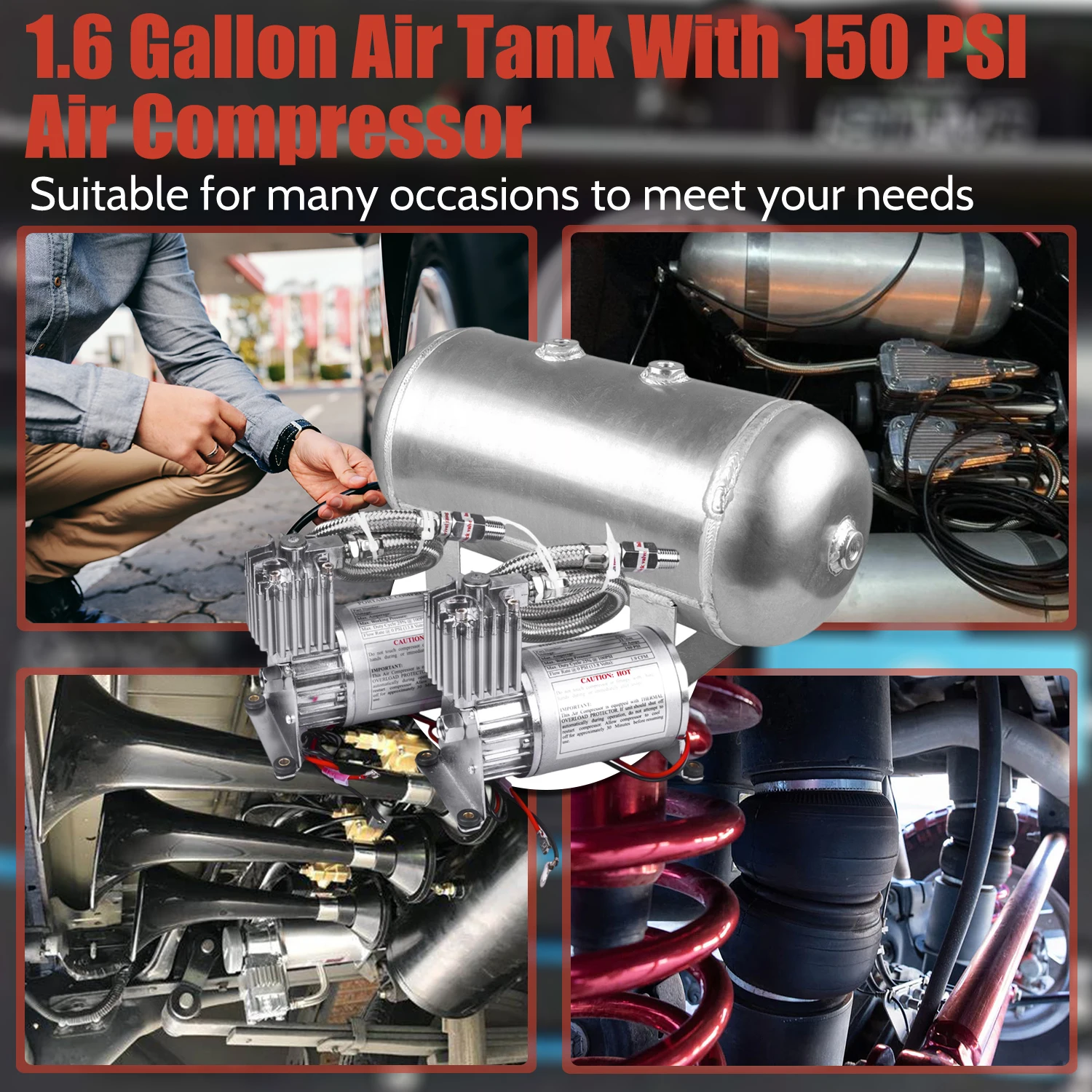 Compresor de aire aluminio 150 PSI 2PSC con depósito integrado - imagen 2