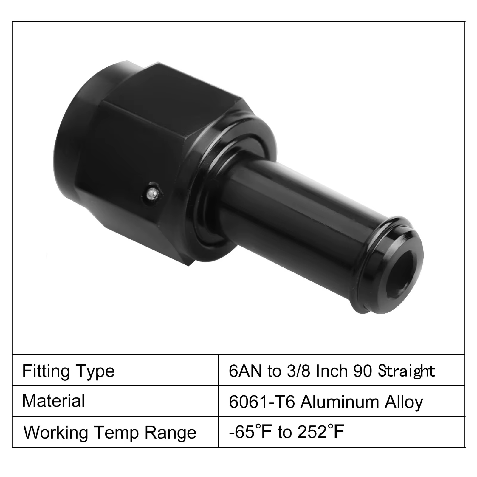 Adaptador AN6 hembra racor combustible aluminio – 6AN a 3/8", giro 90° - imagen 4