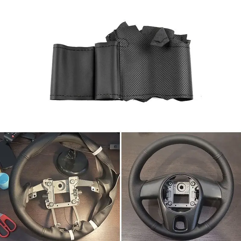 Trenzas de costura a mano DIY para Kia Forte 2009-2017 Soul 2010-2013 Rio 2009-2011 cubierta embellecedora de cuero perforado para volante de coche - imagen 2