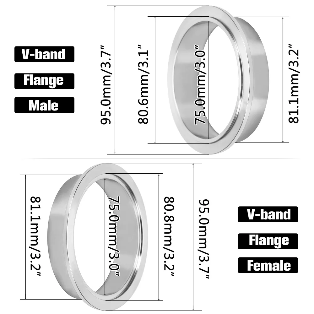 Brida V-Band PQY acero inox para turbocompresor y escape - imagen 3