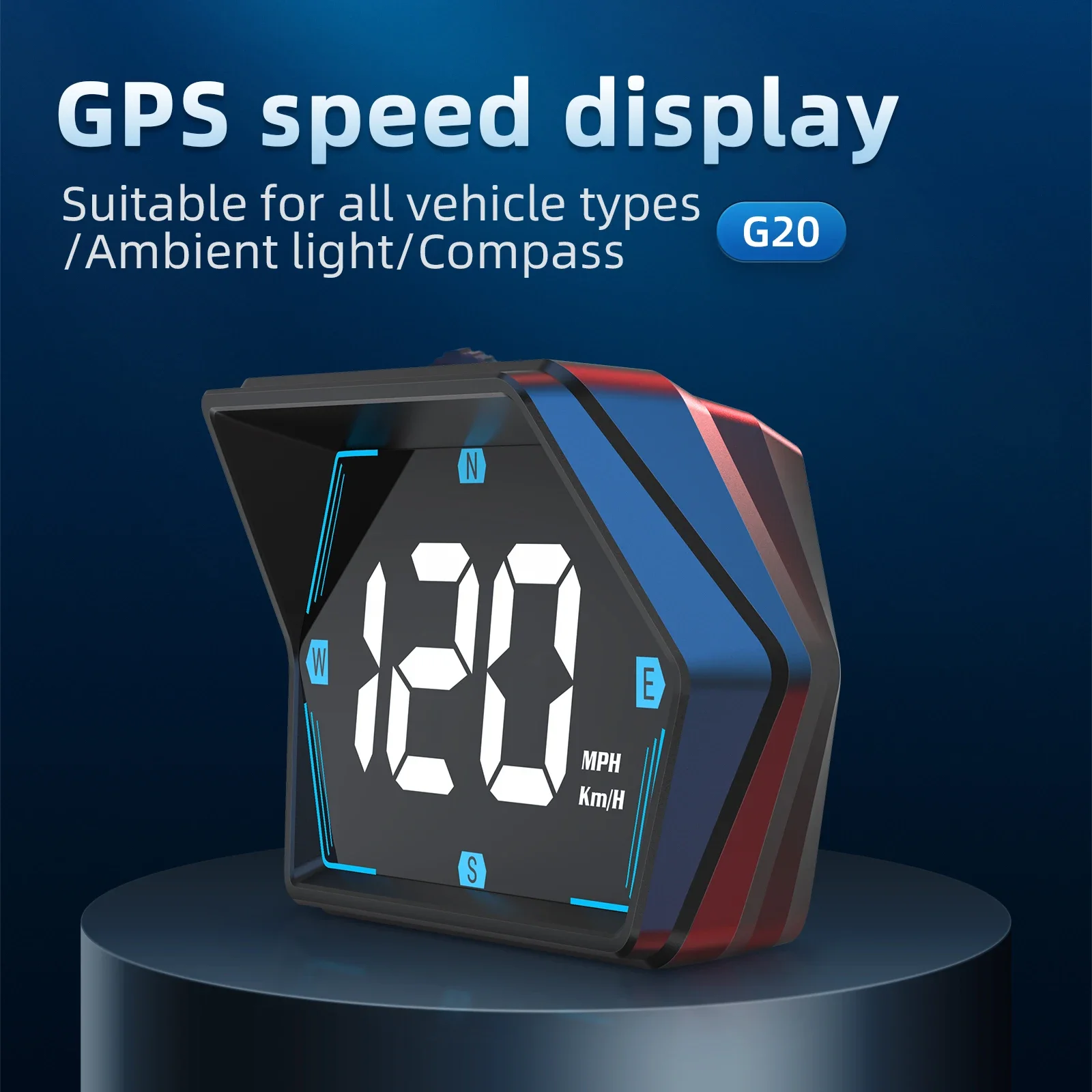 Medidor GPS con pantalla frontal HUD G20, alarma exceso velocidad - imagen 3