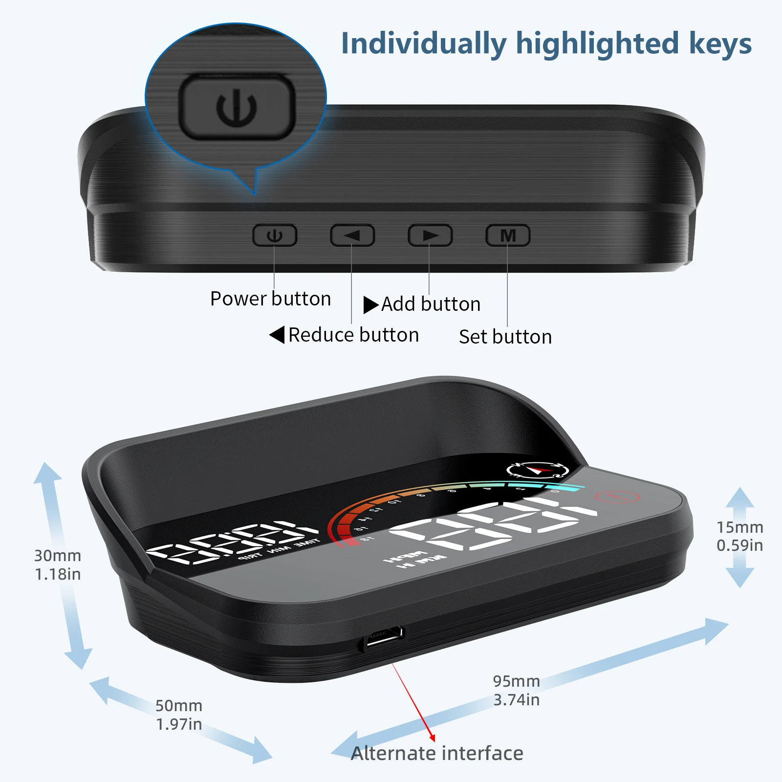Pantalla HUD universal para coche con GPS: velocímetro digital - imagen 4
