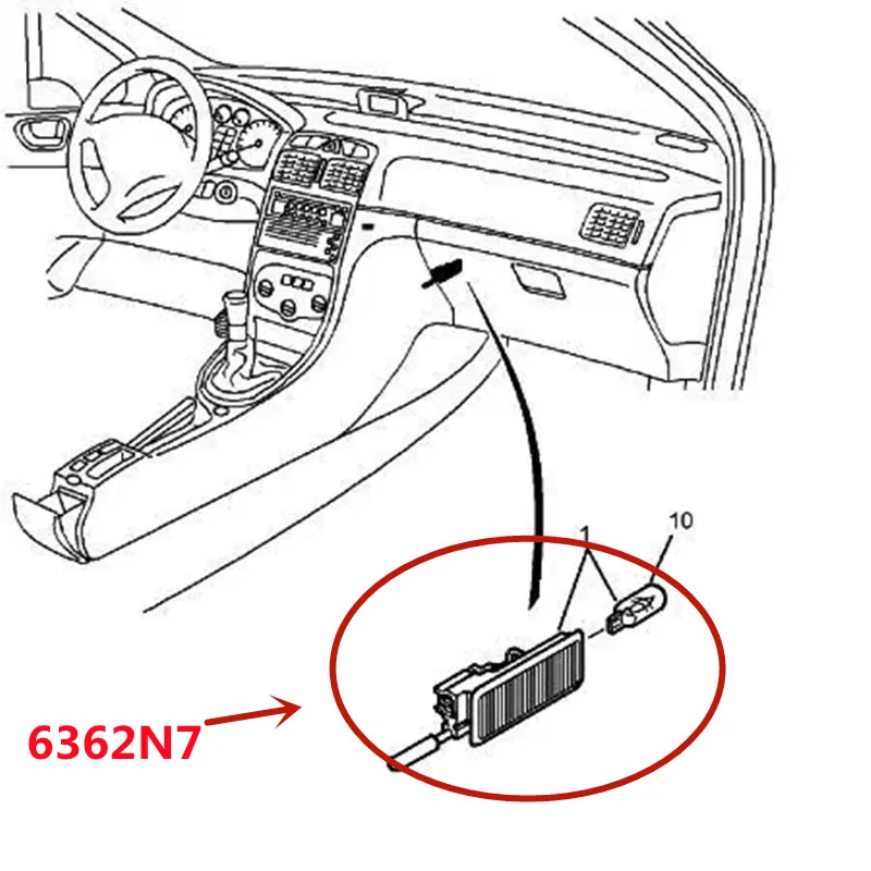 Lámpara de guantera 6362N7 para Peugeot y Citroën – 307, 308, 508, C4 - imagen 3