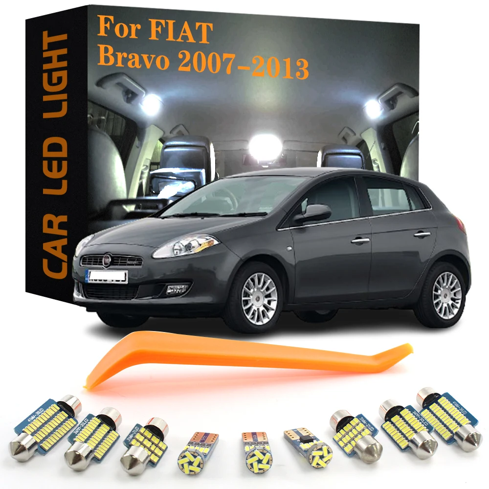 8 Uds Canbus accesorios de coche luces interiores LED para Fiat Bravo 2007 2008 2009 2010 2011 2012 2013 Kit de bombillas de lámparas de coche sin Error