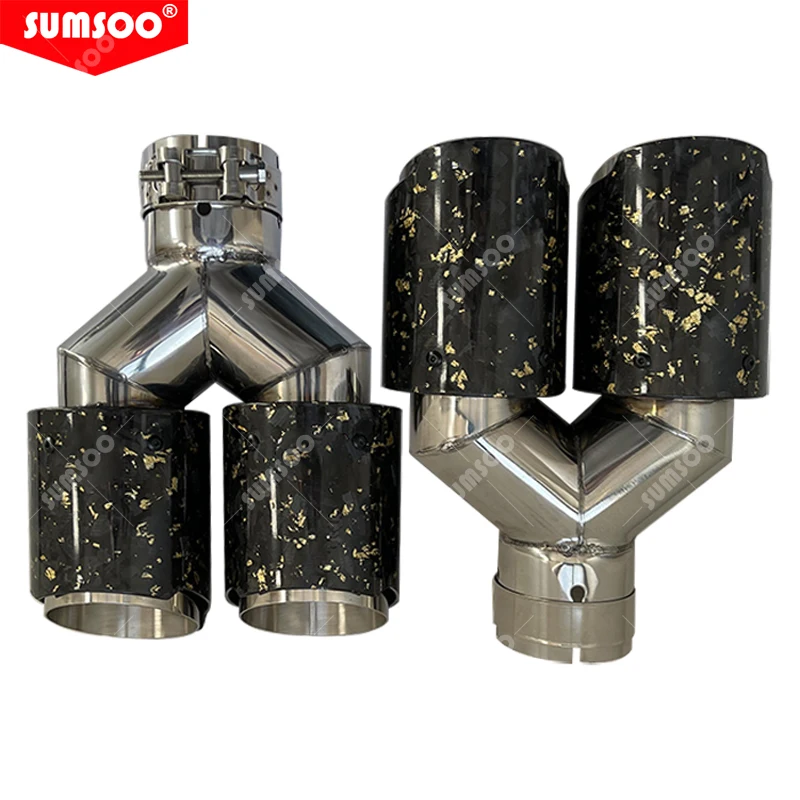 Punta de escape doble SUMSOO de carbono forjado y acero inoxidable