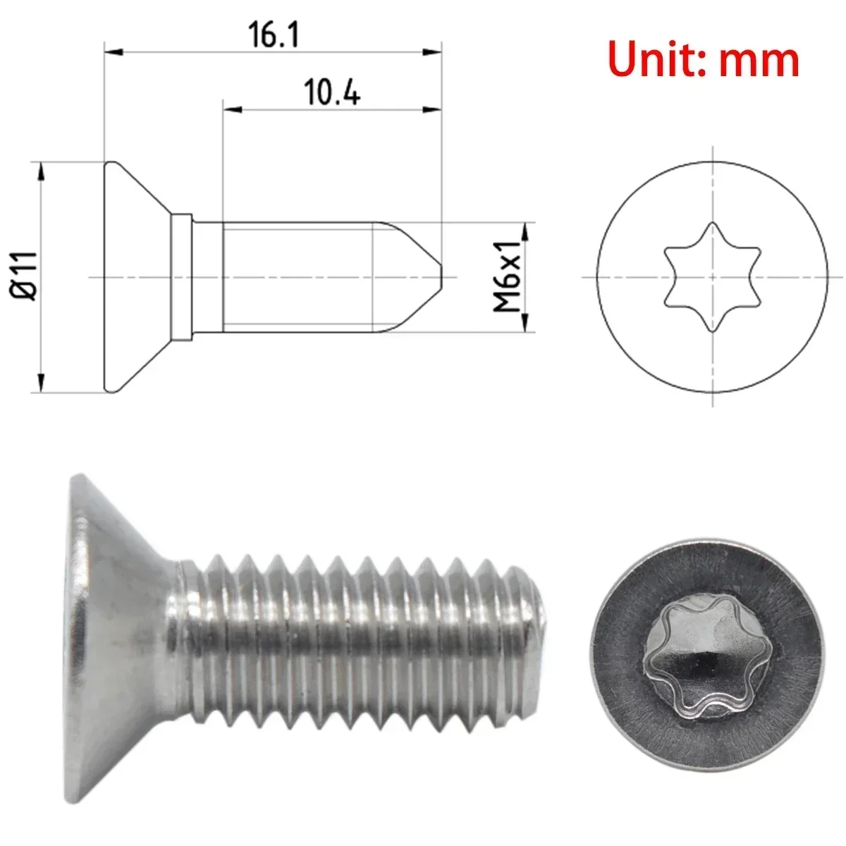 Perno avellanado hexagonal para tornillos de disco de freno