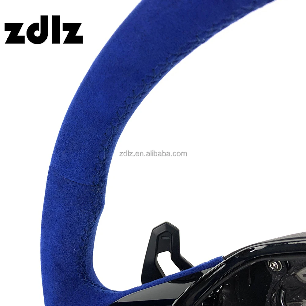 Volante de gamuza azul con carbono para Audi RS A6/A7 2018-2022 - imagen 4