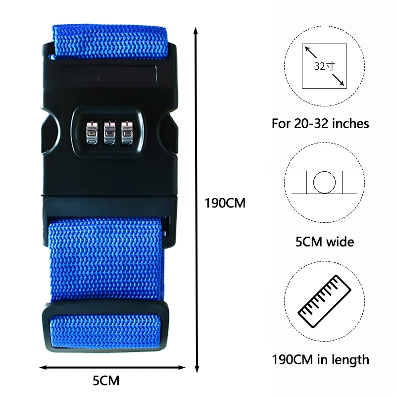 Correas equipaje antirrobo con hebilla contraseña para maletero –Pack 10 Uds - imagen 3