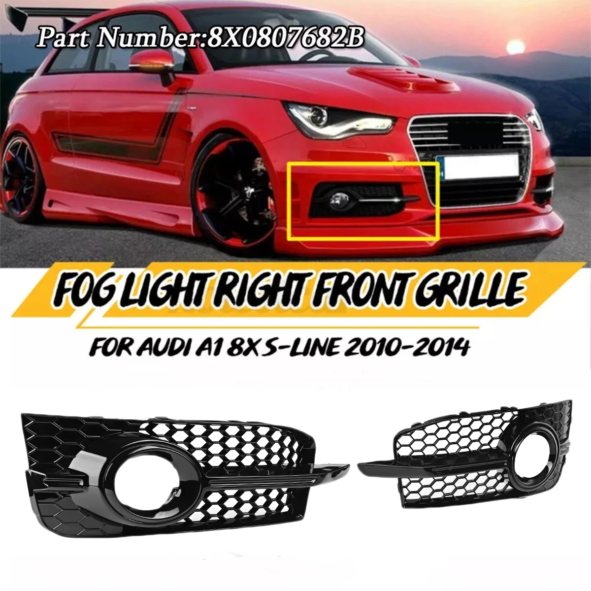 Audi A1 8X S-Line cubierta luces antiniebla hexagonal 2010-2014