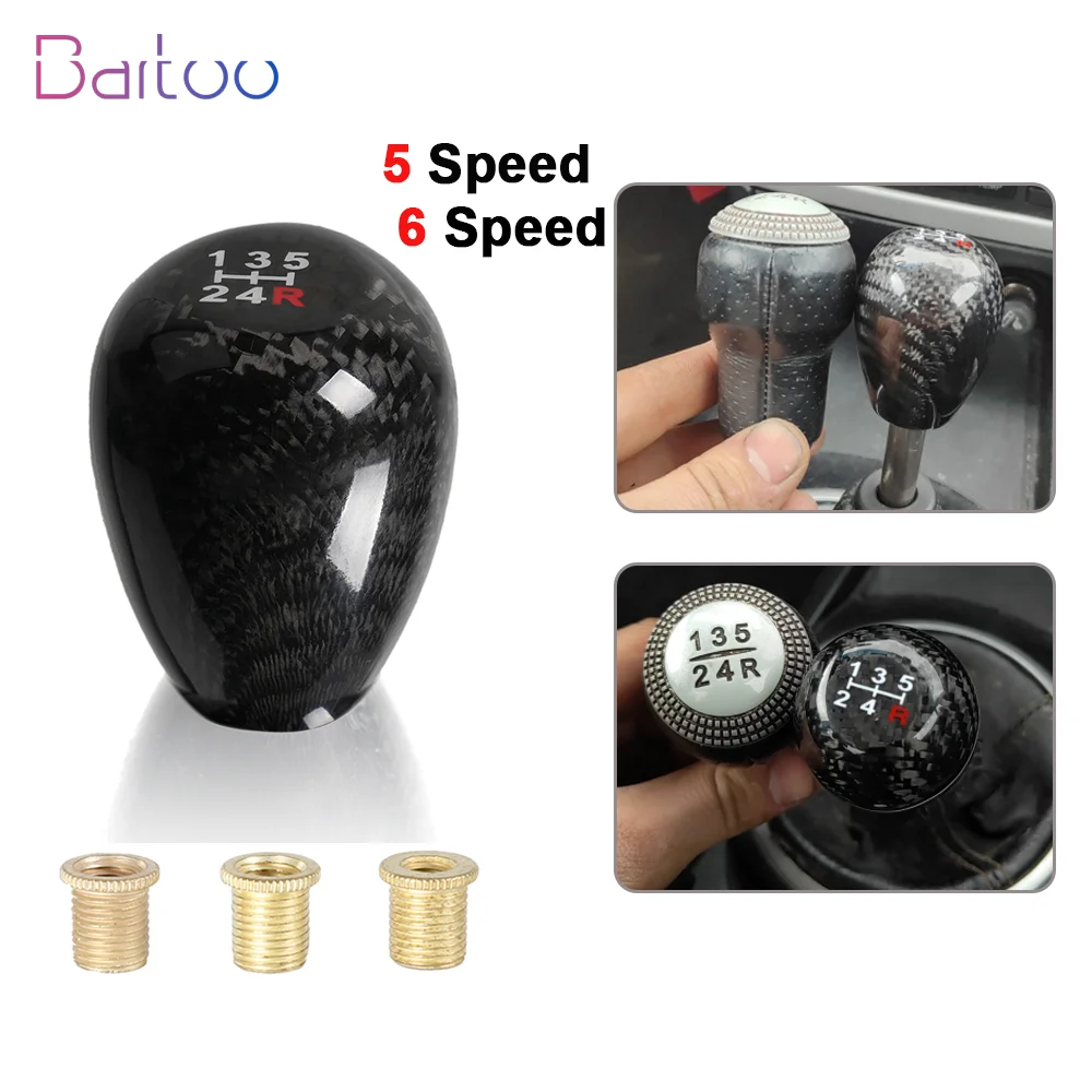 Pomo de cambio universal de fibra de carbono para 5/6 velocidades