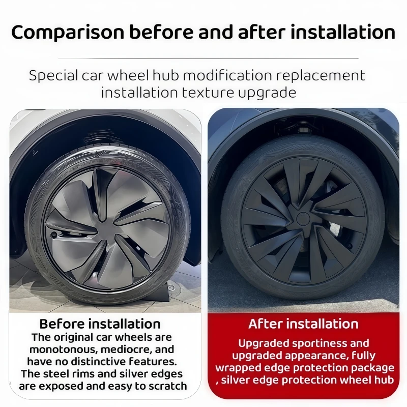 XINLIN 4 Uds 19 pulgadas para Tesla Model Y Juniper 2025 cubierta de rueda rendimiento reemplazo tapacubos de rueda accesorios de cubierta de llanta completa - imagen 3