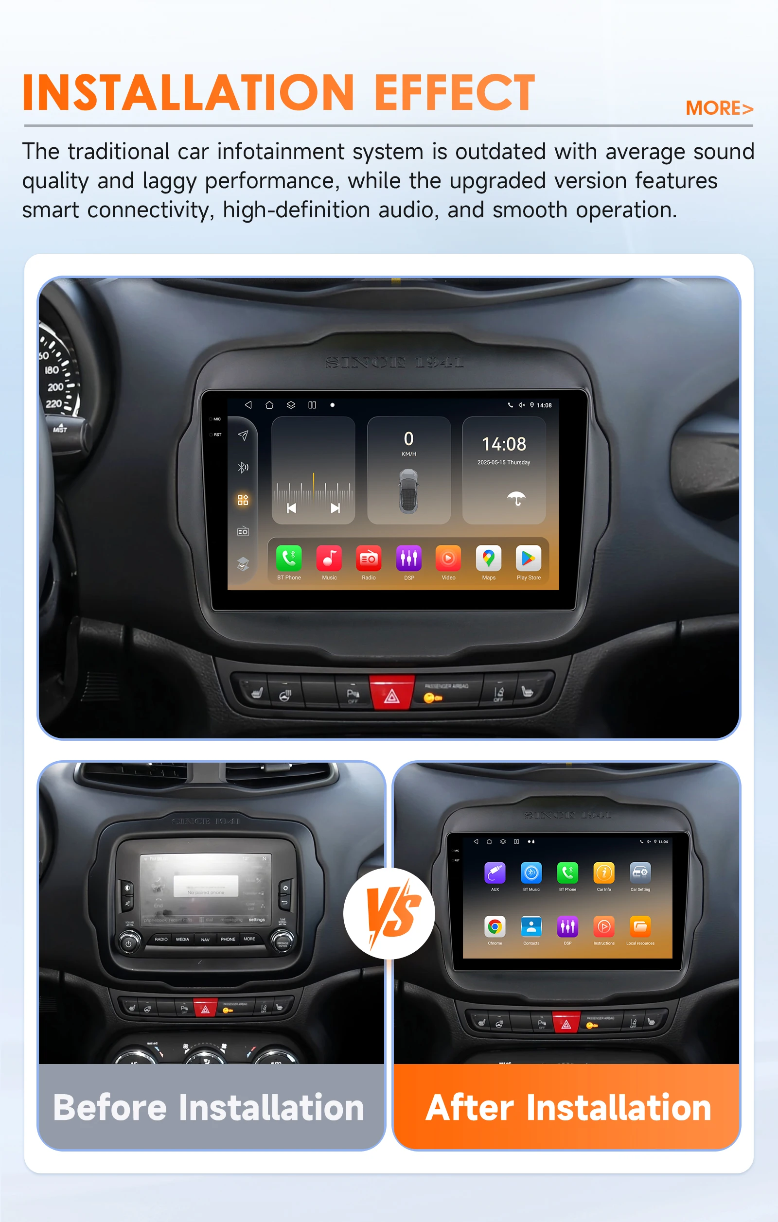 Radio 2 DIN Hizpo 6115 con CarPlay y Android Auto para Jeep Renegade - imagen 5