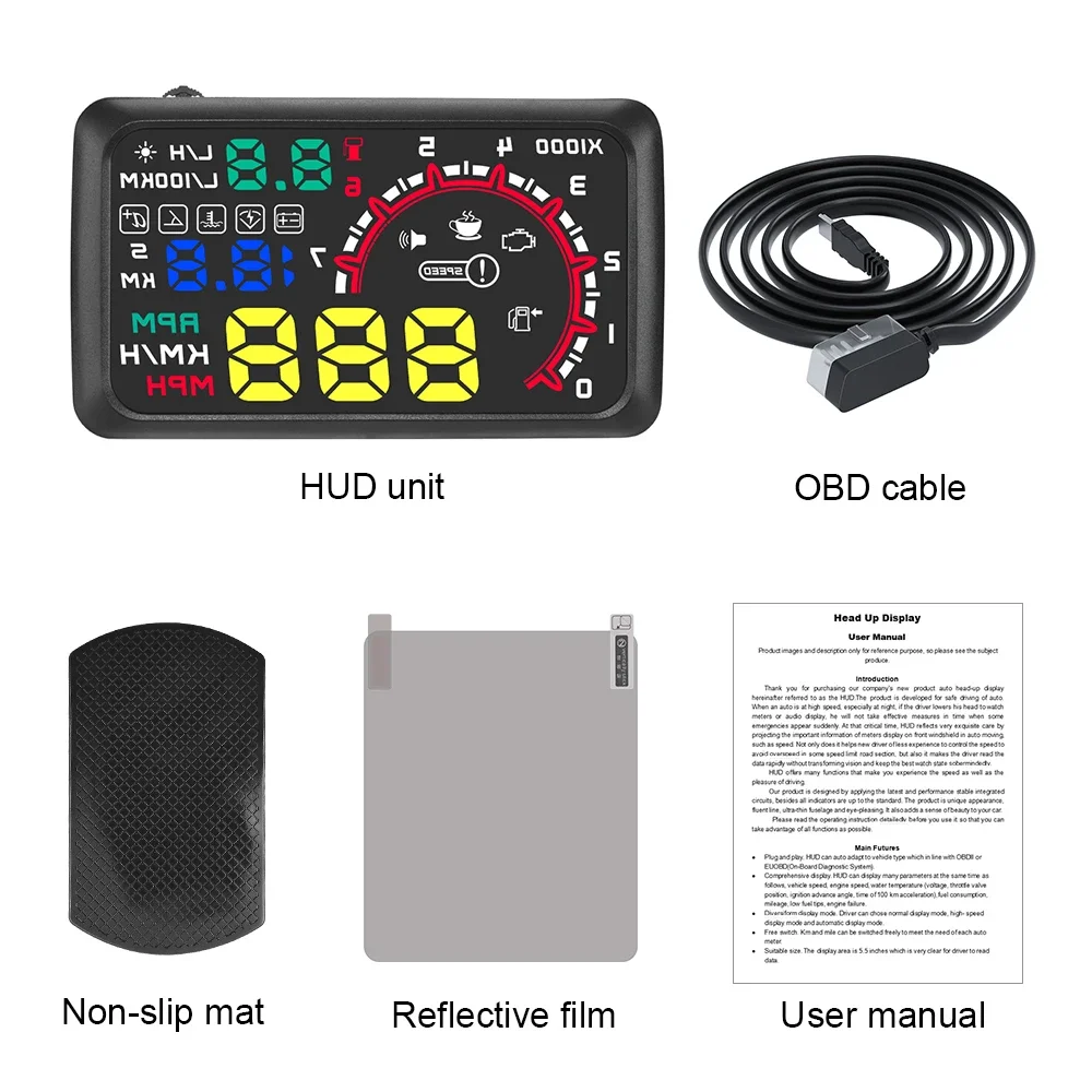 Pantalla HUD W02 proyector velocidad, temperatura y voltaje - imagen 4