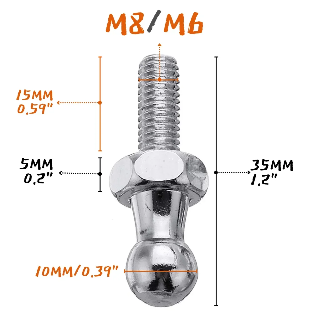 Kit rótula suspensión M8 universal con soporte y puntal – 10mm - imagen 2