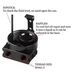 Tanque separador de aceite universal de aluminio negro con filtro