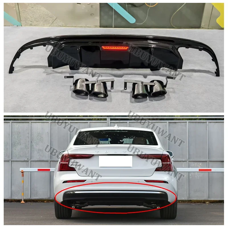 Difusor trasero LED con escapes para Volvo S60/V60 2020-2025 - imagen 3