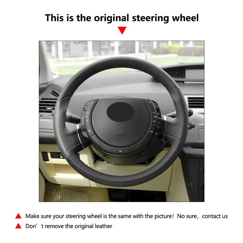 Funda de volante de cuero perforado Citroen C4 cosida a mano - imagen 4