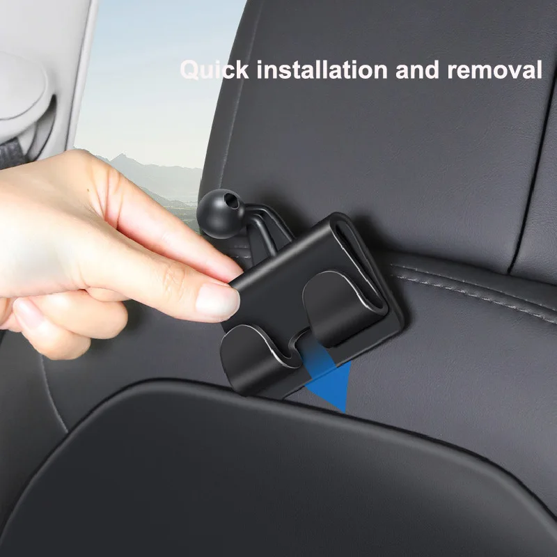 Tesla Model 3/Y Soporte para teléfono giratorio trasero con 2 ganchos - imagen 3