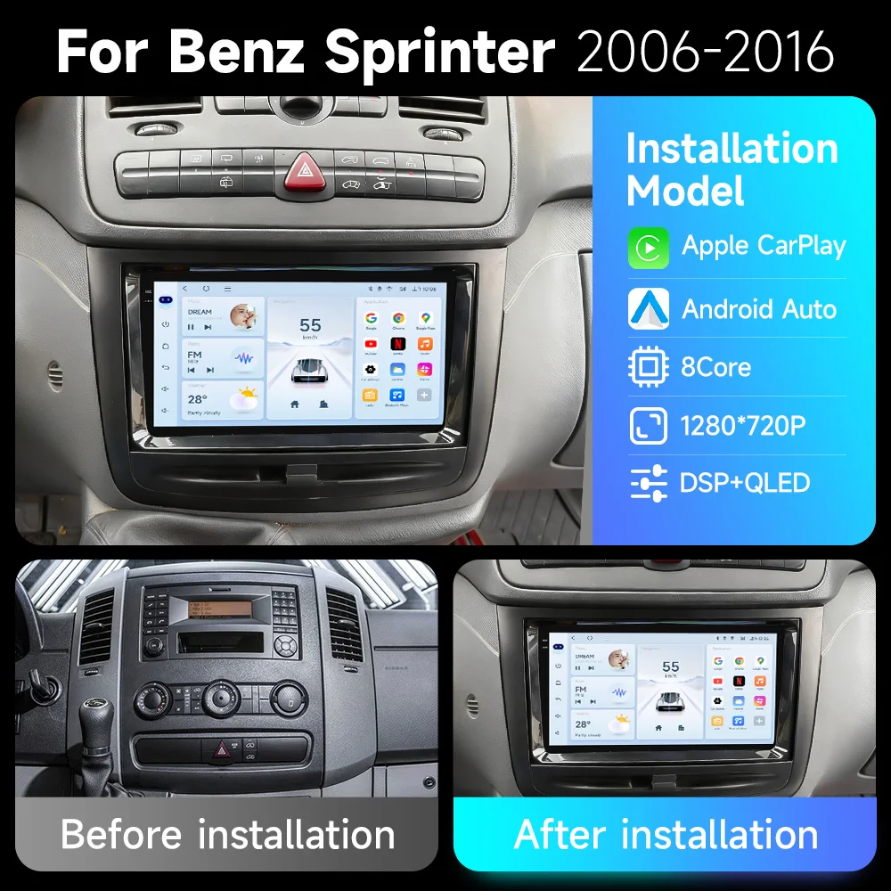 Radio Android con GPS y CarPlay para Mercedes Sprinter y VW Crafter - imagen 3