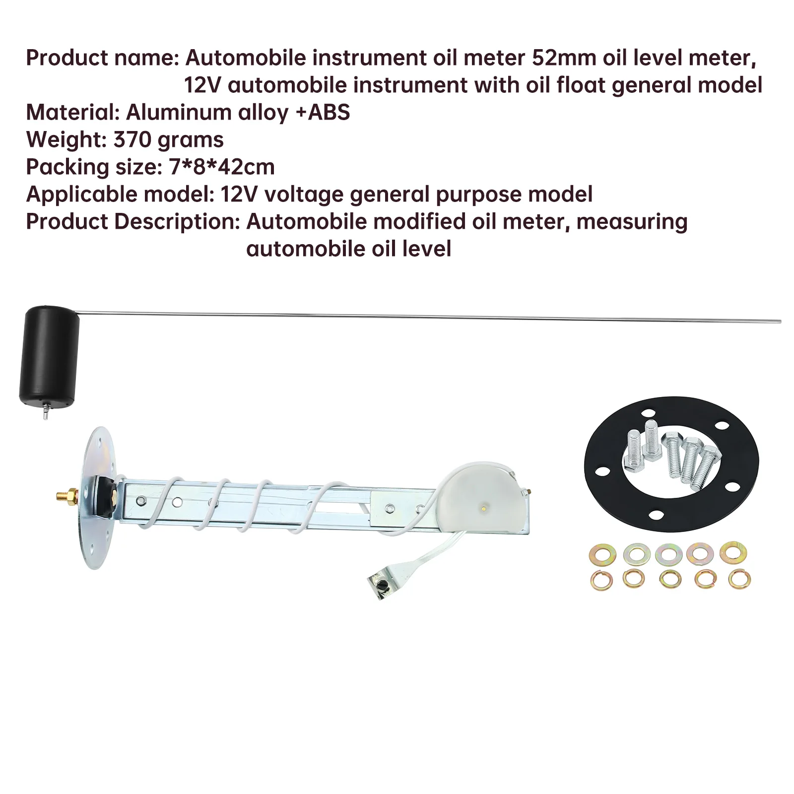 Medidor de combustible universal 52 mm con sensor flotador 240–33 Ω - imagen 4