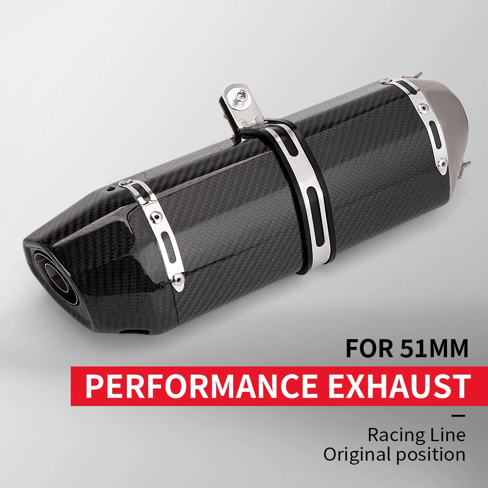 Escape universal de carbono 51 mm para motocicleta deportiva