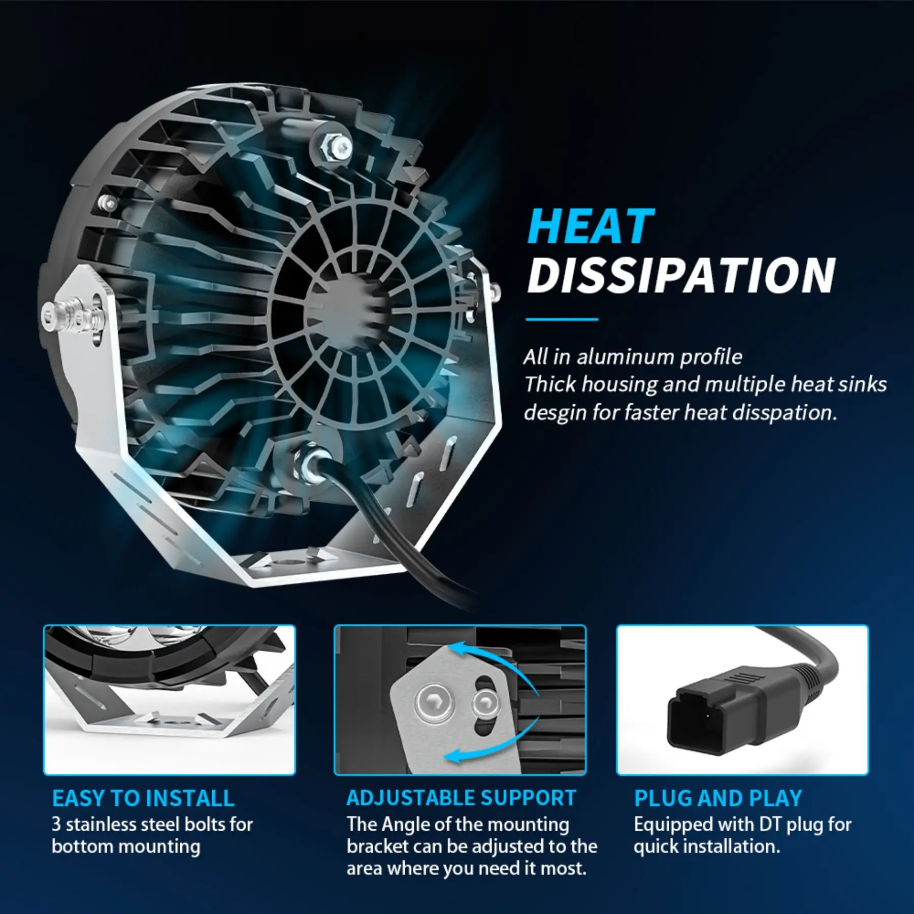 Foco LED redondo 7 pulgadas todoterreno DXZ - imagen 3