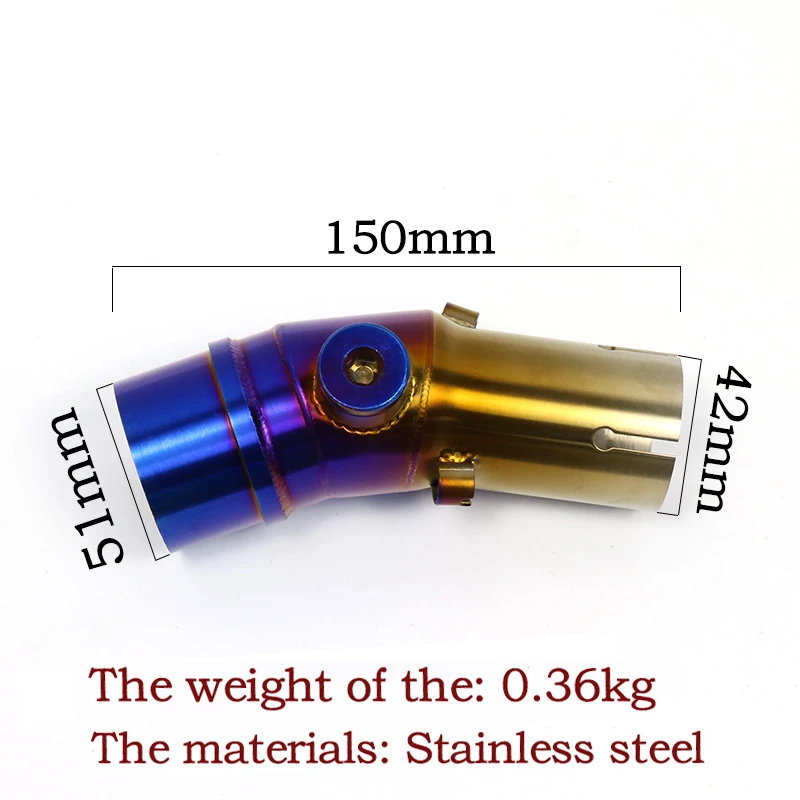 Silenciador de escape Universal para motocicleta, tubo de conexión medio de acero inoxidable de 51mm para Kawasaki ER6N NINJIA250 Z250 Z250SL Yamaha R3 - imagen 5