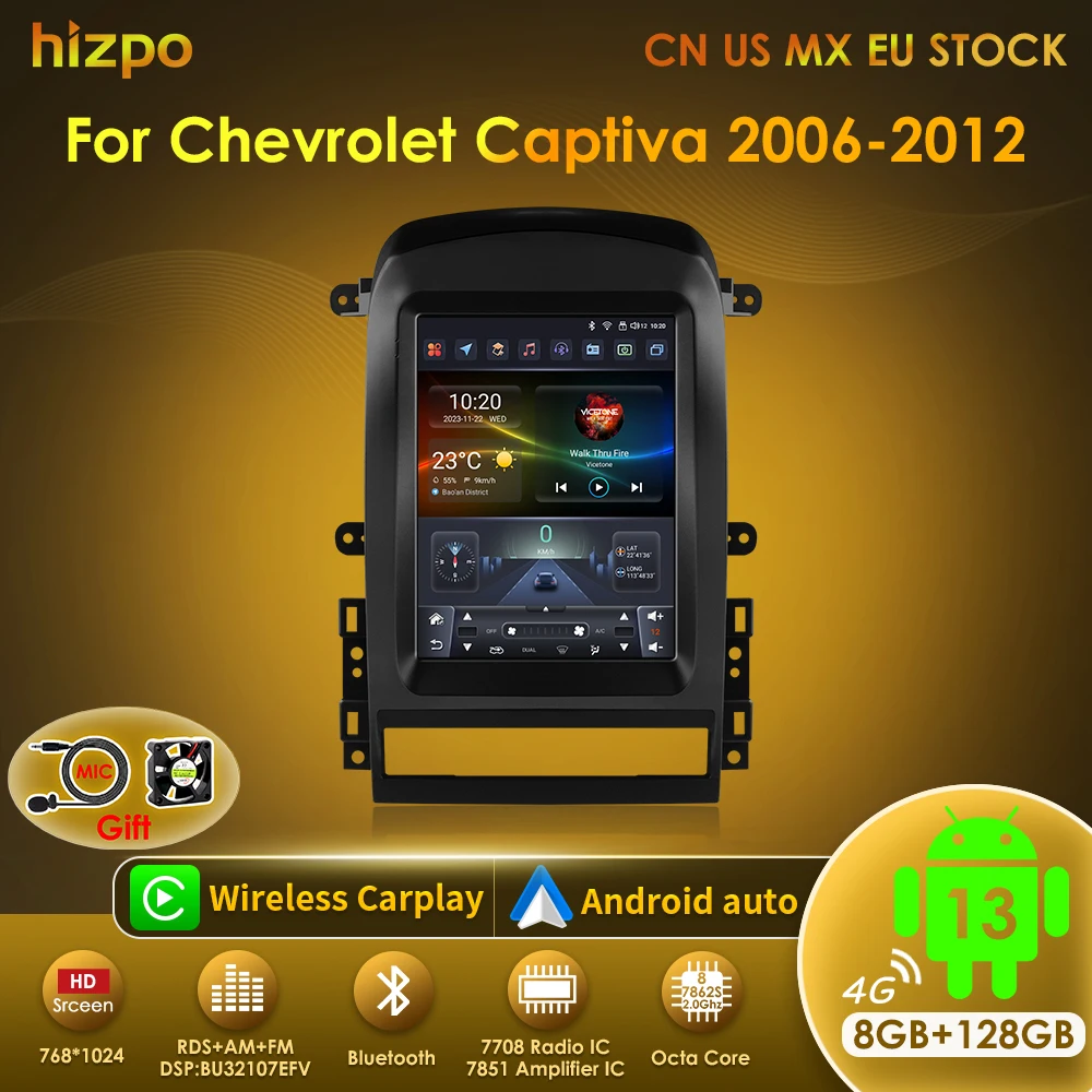 Hizpo Radio 2 DIN con Android Auto y CarPlay – Chevrolet Captiva Sport