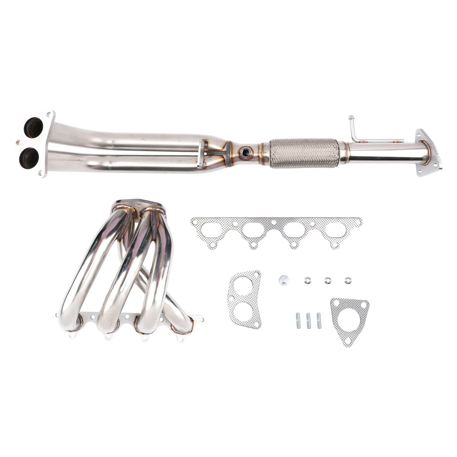 Colector de escape H22 instalado en motor Honda Prelude