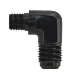 Adaptador aluminio racor manguera aceite 90° AN6 AN8 NPT