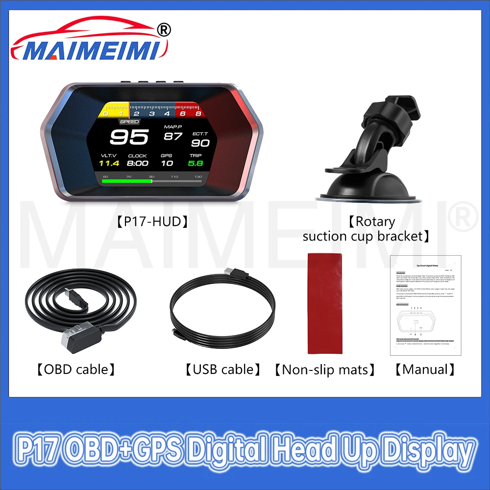 Proyector HUD P17 OBD2 con GPS y alerta velocidad – universal - imagen 2