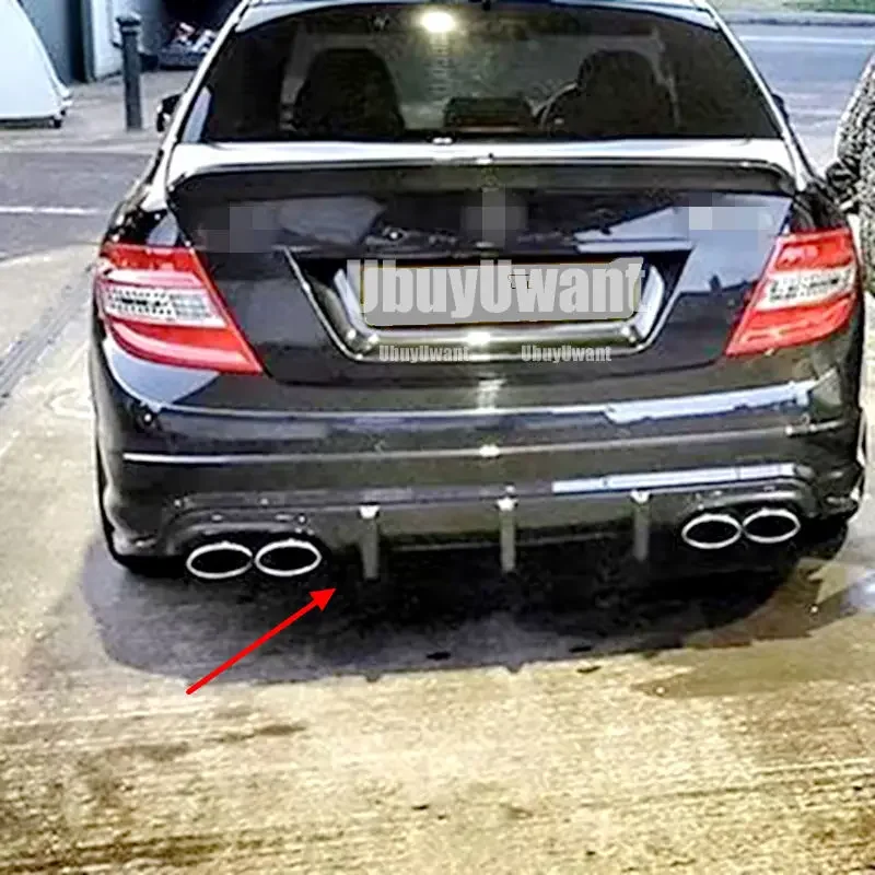 Para mercedes-benz W204 C180K C200 C260 C300 labio difusor de parachoques trasero 2004-2007 placa de alerón divisor de escape de coche de fibra de carbono - imagen 3