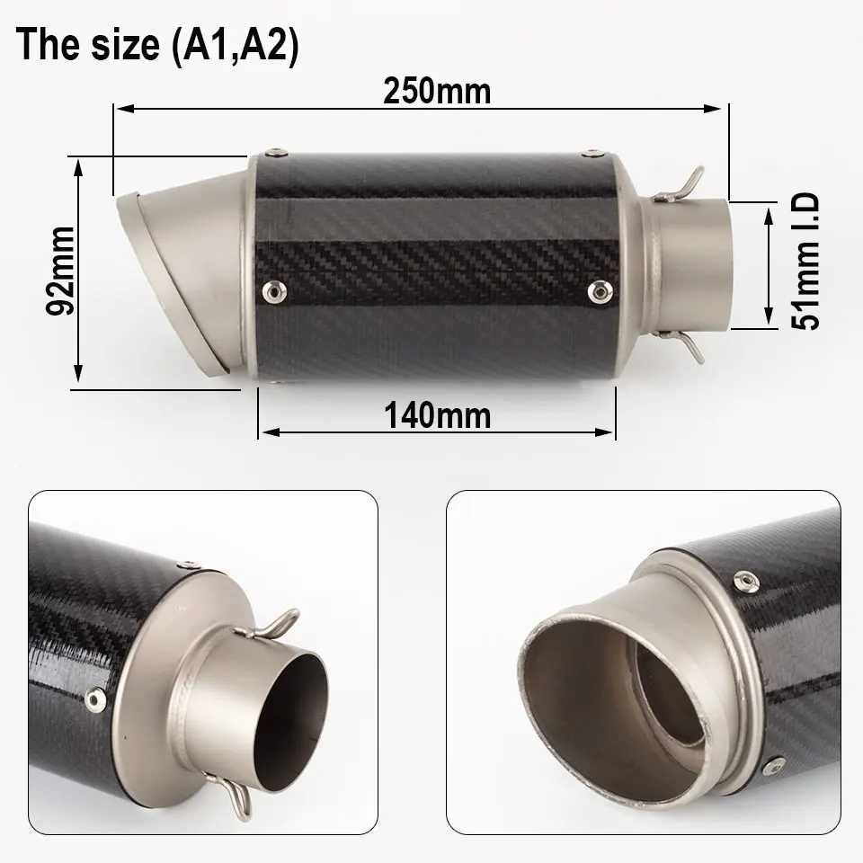 Silenciador de escape universal para moto con DB killer 36-51 mm - imagen 4