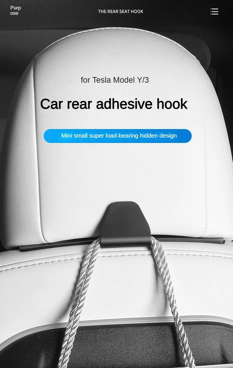 Gancho trasero para asiento de coche Tesla Model 3 Y 2023