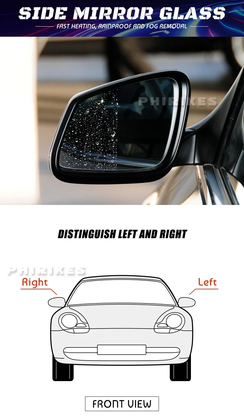 Cristal de espejo retrovisor gran angular calefactado