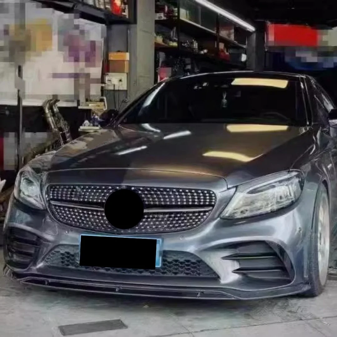 Labio delantero de fibra de carbono para mercedes-benz Clase C C260 C300 W205 2019-2021, pala frontal envolvente pequeña modificada, accesorios para coche - imagen 3