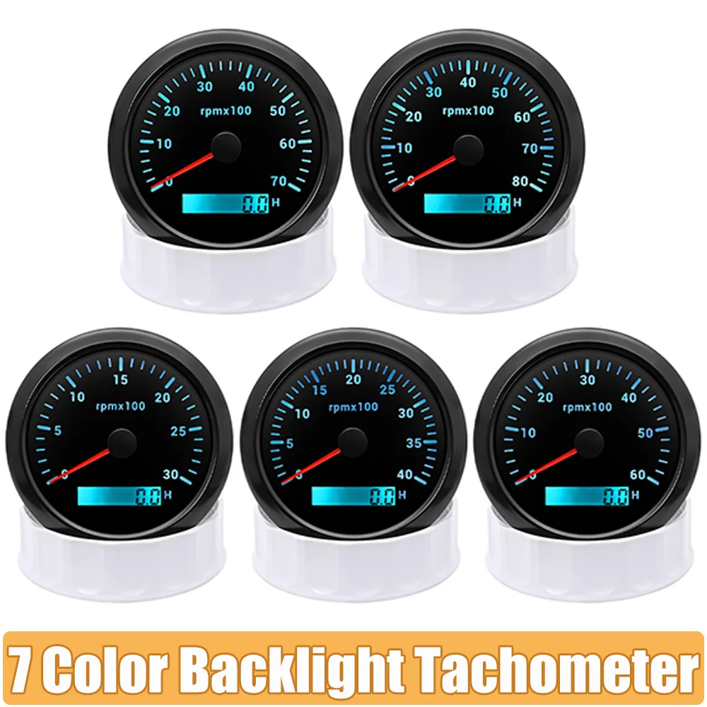 Tacómetro digital LED 85mm 7 colores para coche, moto y barco