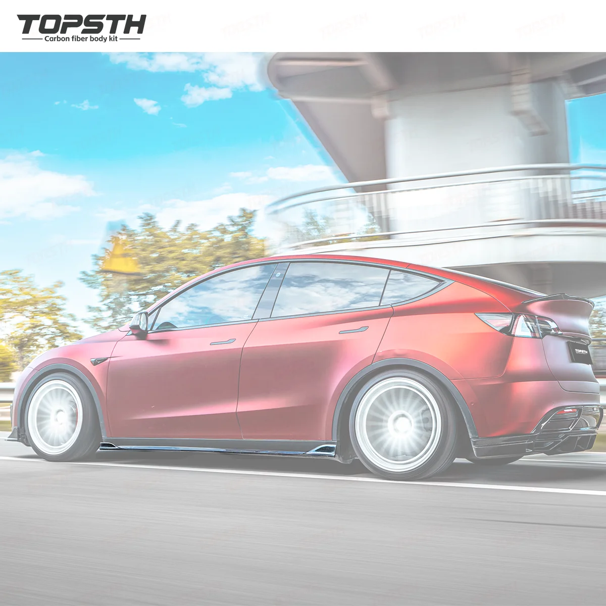Kit fibra carbono Tesla Model Y 2021-2024: faldones y alerón trasero - imagen 5