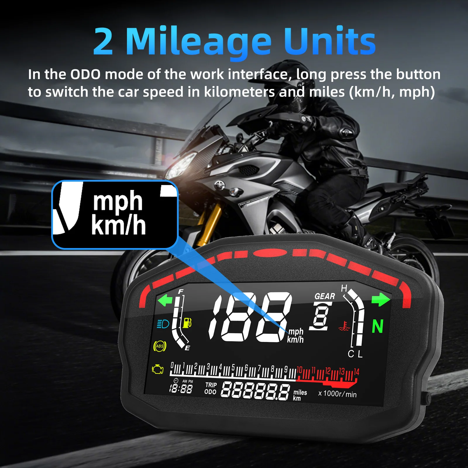 Velocímetro LCD para moto 2/4 cilindros con sensor y retroiluminación - imagen 4
