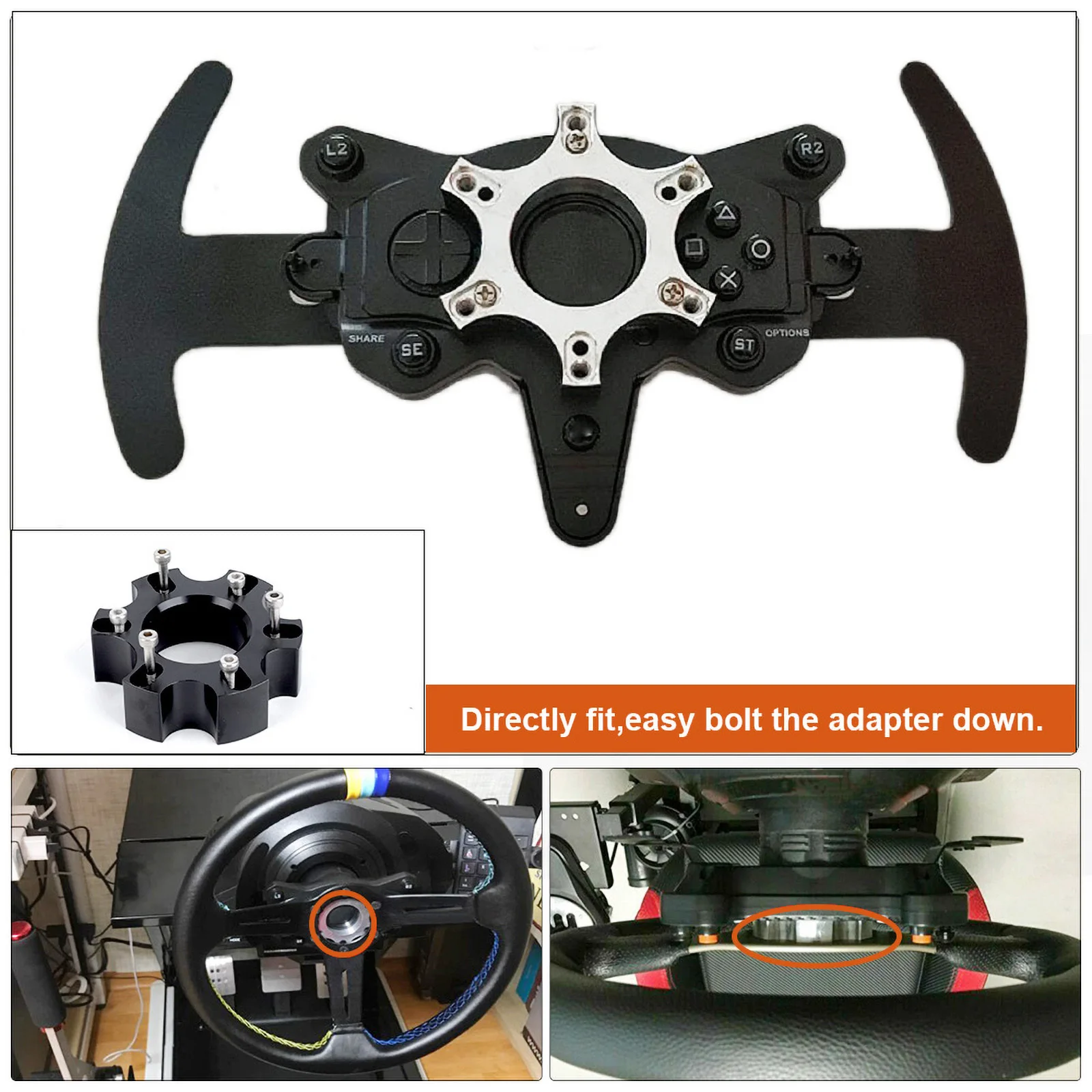 Placa adaptadora aluminio Thrustmaster T300RS 70mm - imagen 3