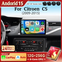 Android 15 Carplay para Citroen C5 2008 2009 2010 - 2017 Radio de coche Multimedia Autoradio navegación 2K QLED pantalla estéreo Qualcomm