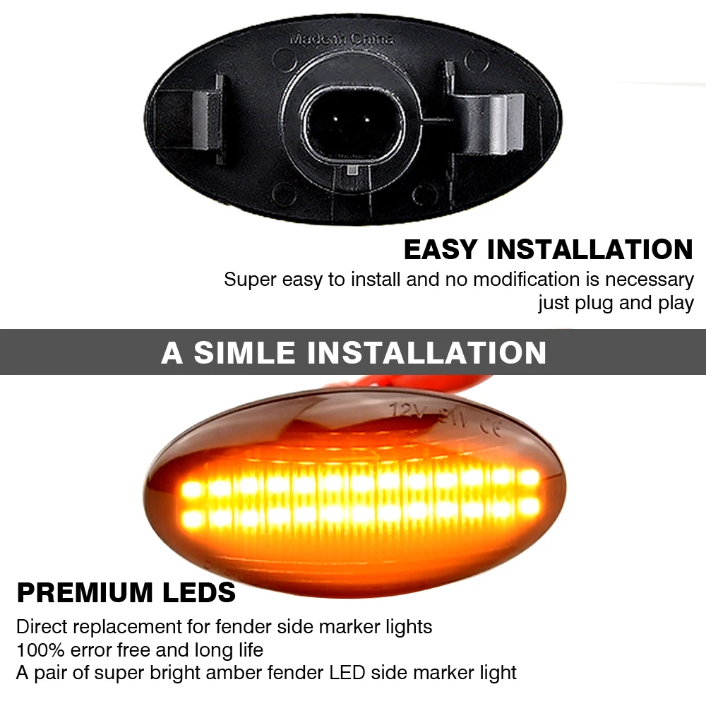 2 uds marcador lateral LED dinámico luces de señal de giro indicadorámbar repetidor luces de coche para Suzuki Swift Jimmy Vitara SX4 - imagen 2