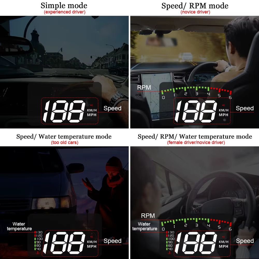 Pantalla HUD OBD2 digital para parabrisas – velocímetro y RPM - imagen 3