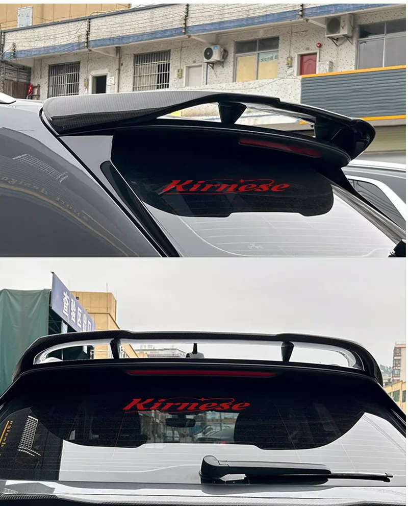 Alerón deportivo de ala media para Audi Q3 con acabado fibra de carbono negro brillante