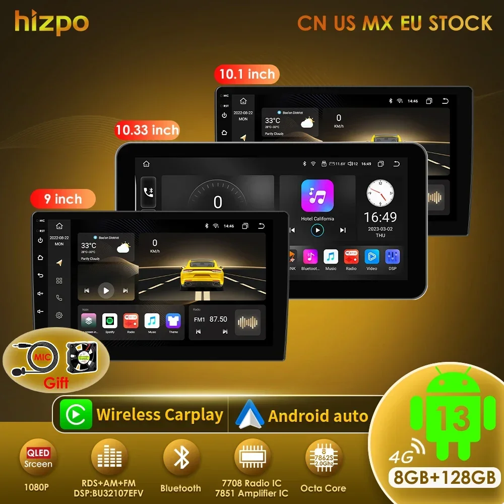 Radio 2DIN universal con Android Auto y CarPlay GPS para coche