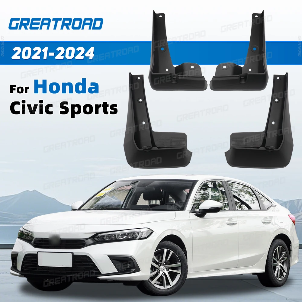 4 Uds guardabarros ABS duraderos para Honda Civic 2021-2024 2022 2023 guardabarros de coche deportivo guardabarros fácil de instalar accesorios para automóviles