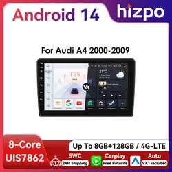Hizpo Radio Android 13 de 9 pulgadas con GPS y CarPlay para Audi A3 8P