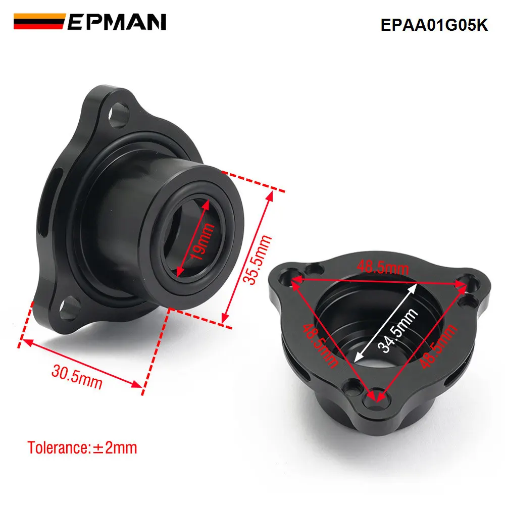Kit espaciador aluminio válvula blow-off EPMAN – VW Golf Mk7 GTI / Audi A3/TT - imagen 2