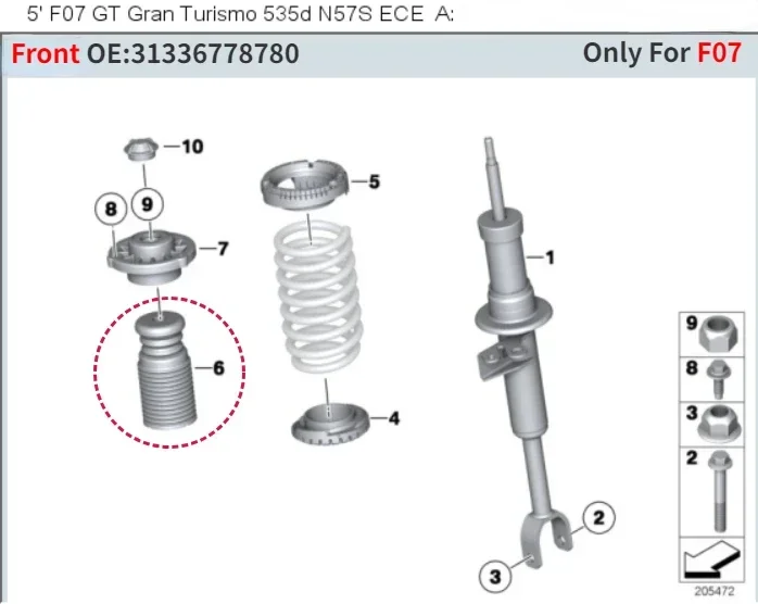 Kit tapas antipolvo y topes de amortiguador – BMW Serie 5 GT F07 - imagen 5