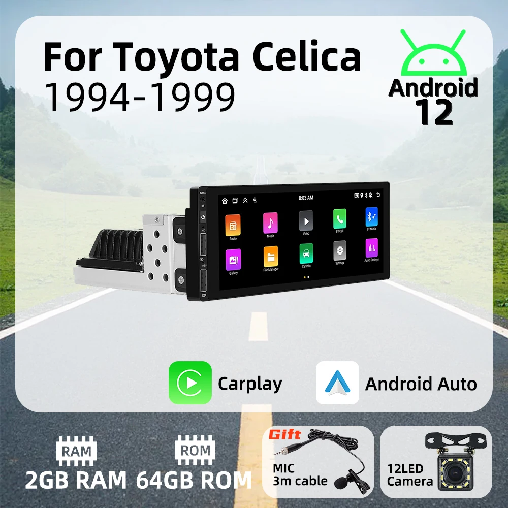 6,86 "1 Din Android Radio Multimedia para coche para Toyota Celica 1994-1999 Android Auto unidad principal estéreo Carplay Autoradio GPS Wifi
